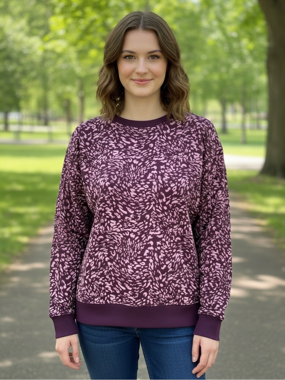 Active Animal Print Ultrasoft Fleece Crewneck • NWT • p2p 27", length 29”